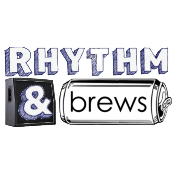 Rhythm & Brews logo featuring a musical note intertwined with a beer mug